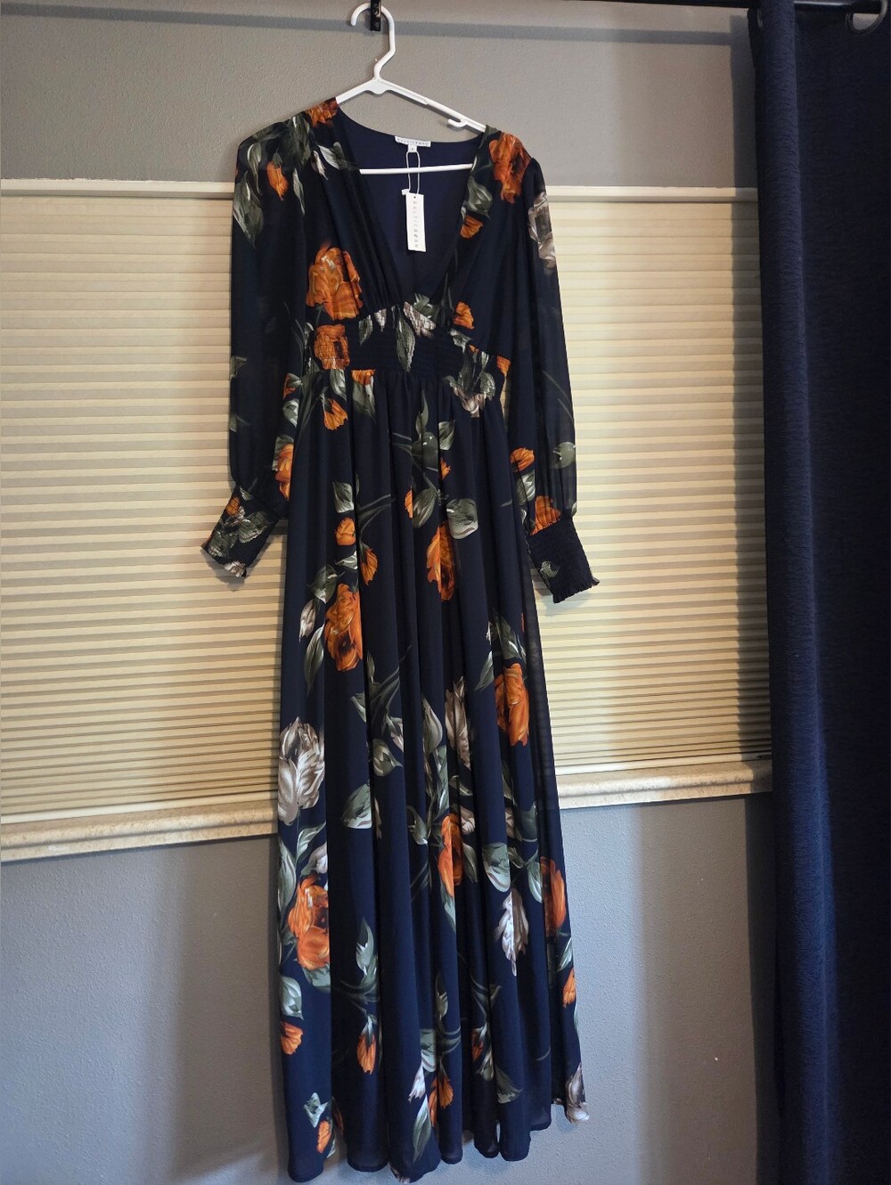 Baltic Born Navy Dress with Orange Floral Print